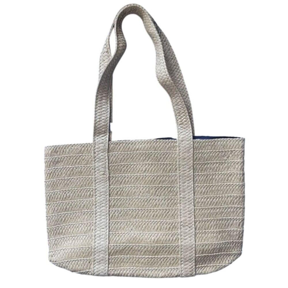 Draper James Everyday Straw Bag Limited Edition Tote Shoulder Blue Scarf Retired - Picture 4 of 5